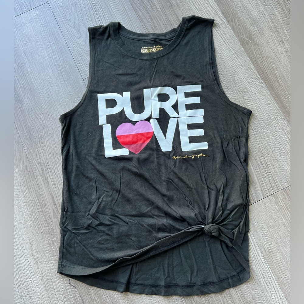 SPIRITUAL GANGSTER x Pure Barre faded black “pure love” muscle tee- XS